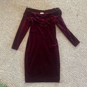 Calvin Klein off the shoulder maroon dress